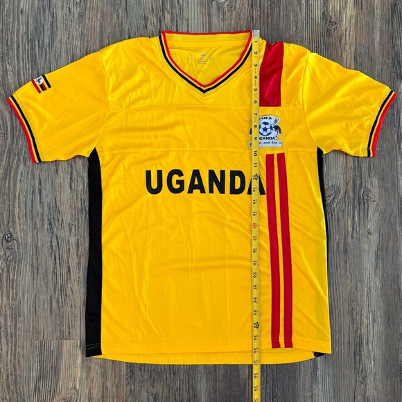 Uganda Cranes Soccer Jersey Youth XL FUFA Adidas Climacool Yellow Red Shirt - Picture 3 of 9
